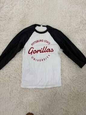 Bella + Canvas Pitt State Gorillas Baseball Tee White/Black Size S